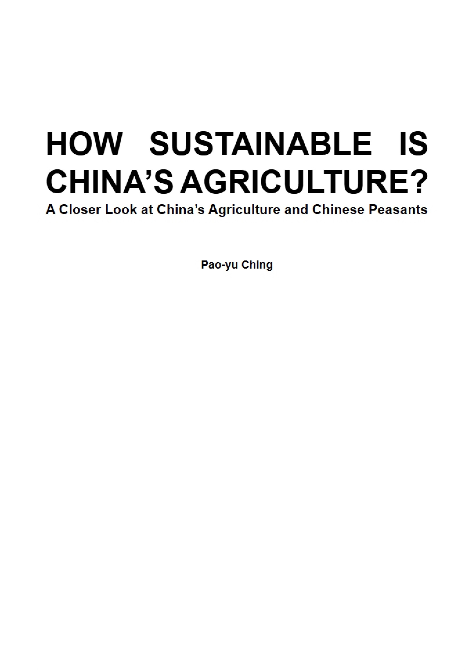 Agricultural Practices in China