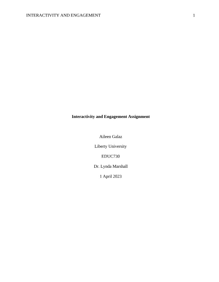 Assignment - Interactivity and Engagement