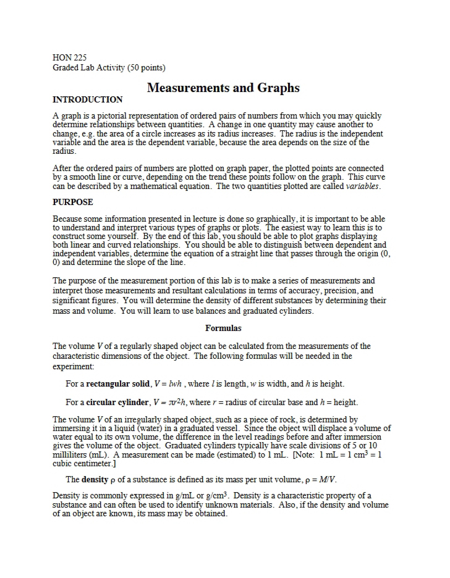 Graphs for Measurements