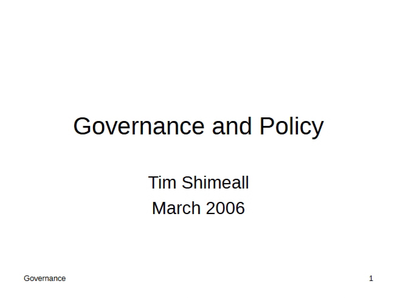 Policy and Governance