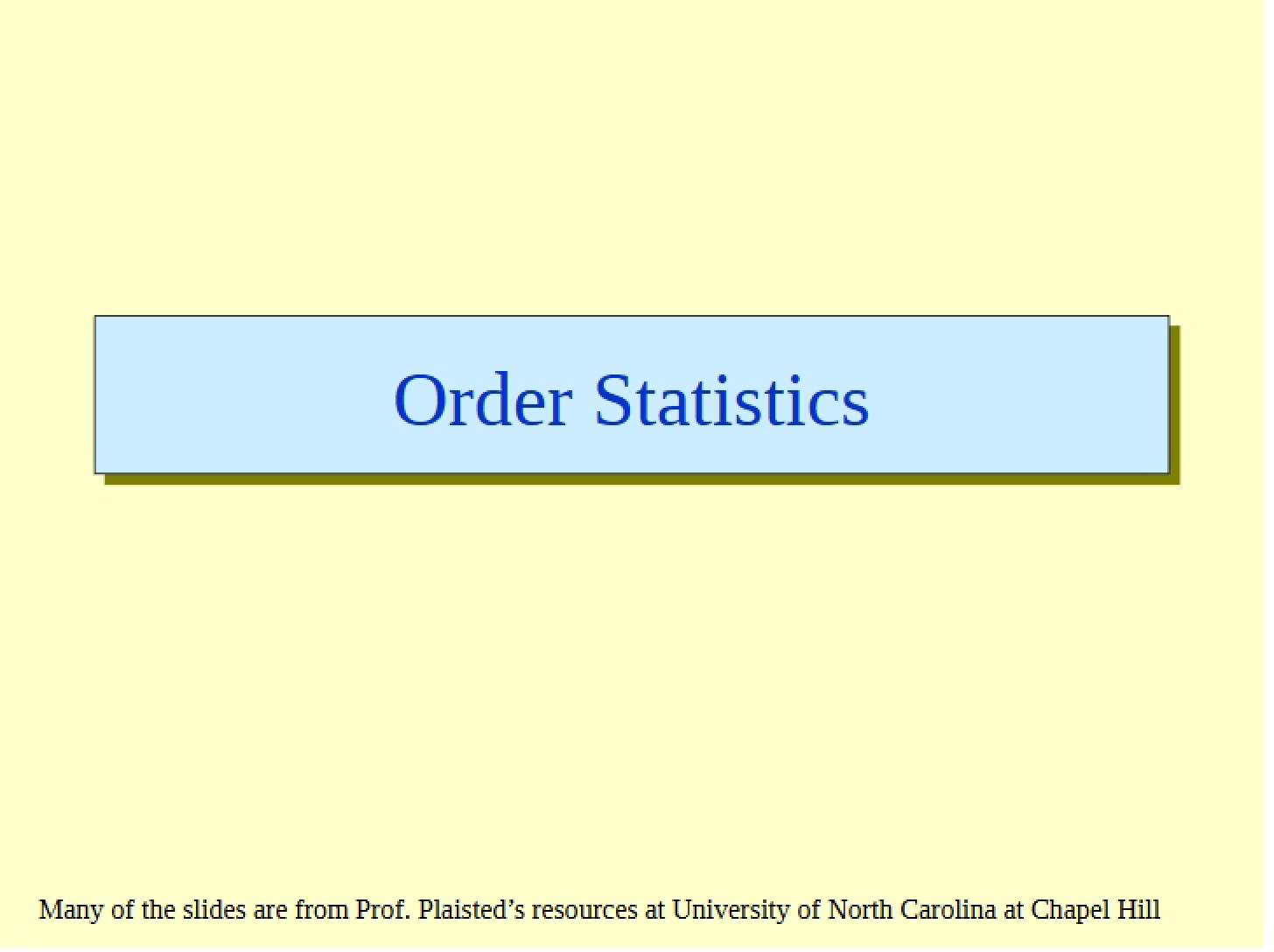 Statistics of Order