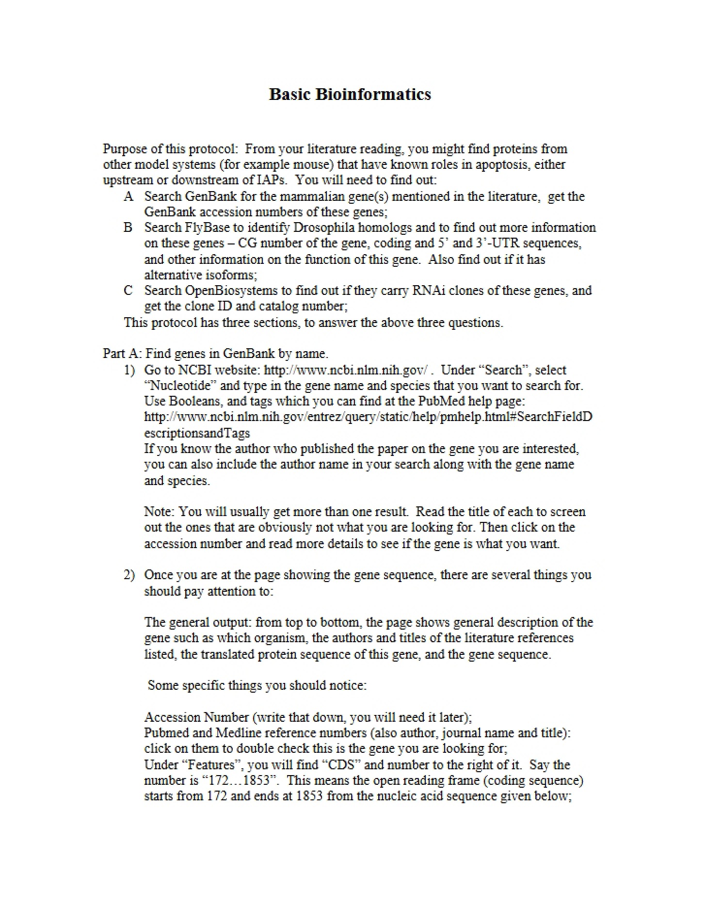Bioinformatics Fundamentals