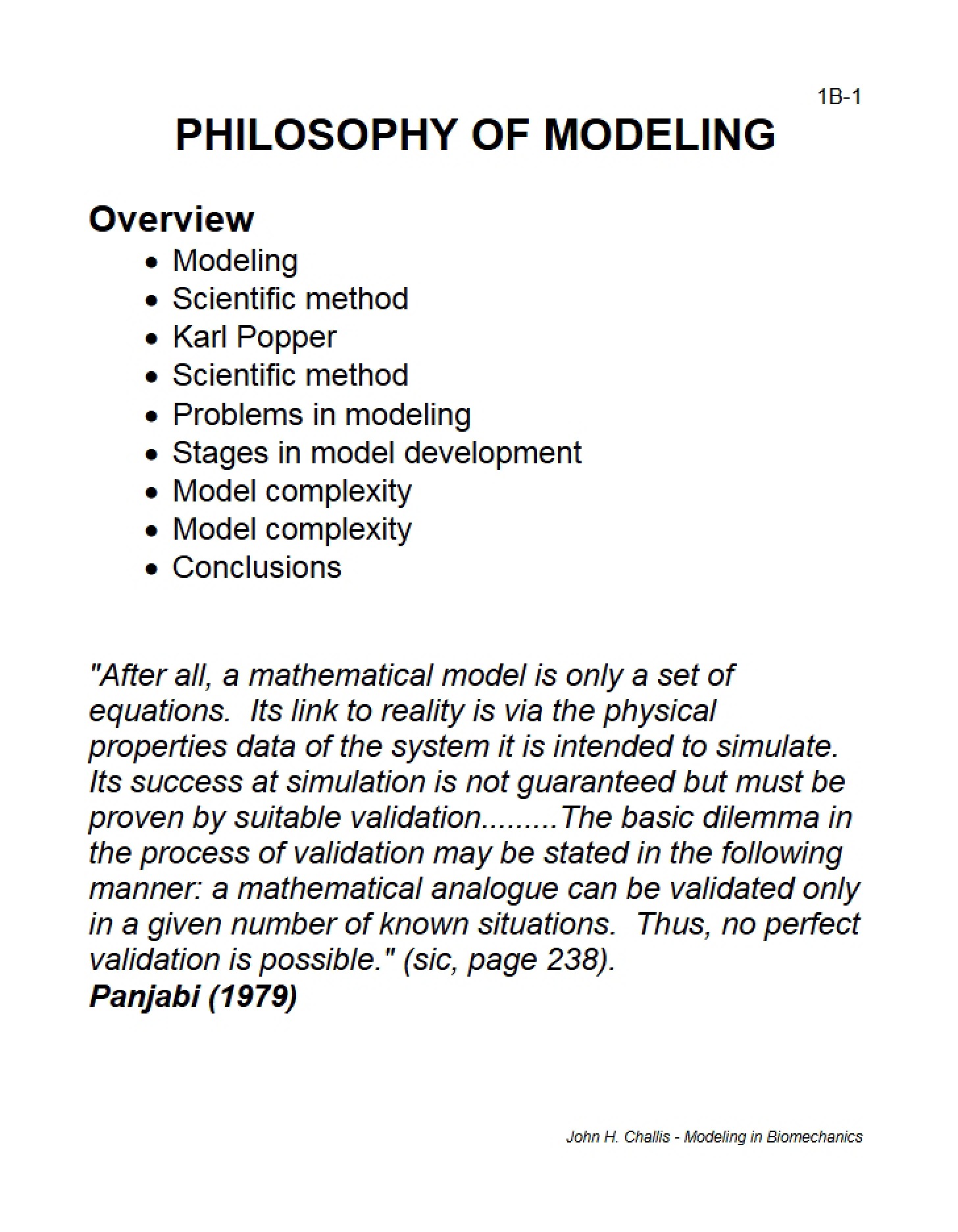 Philosophical Approach to Modeling