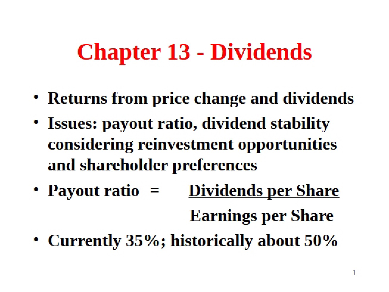 Dividend Policy Chapter 13
