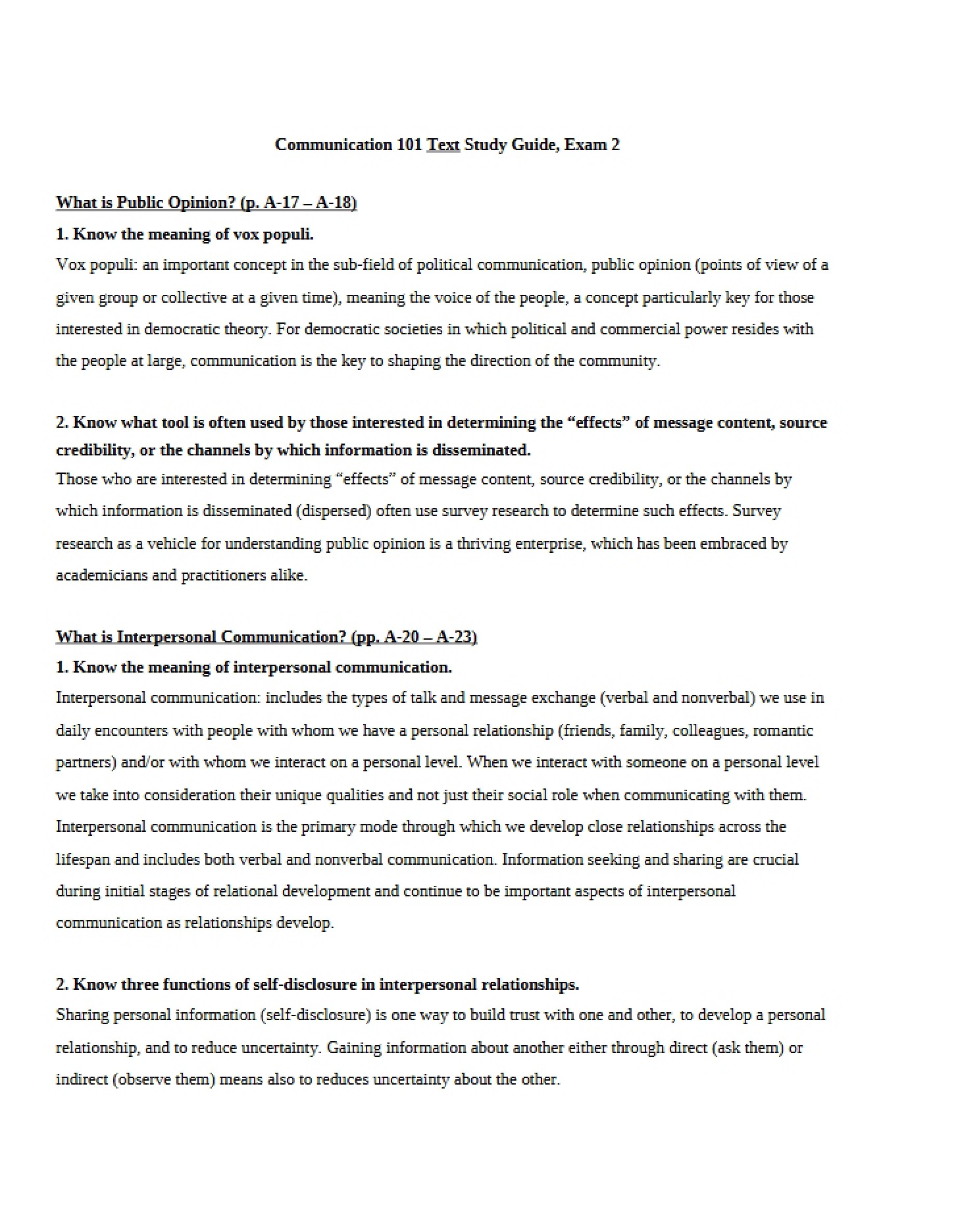 Exam 2 Study Guide