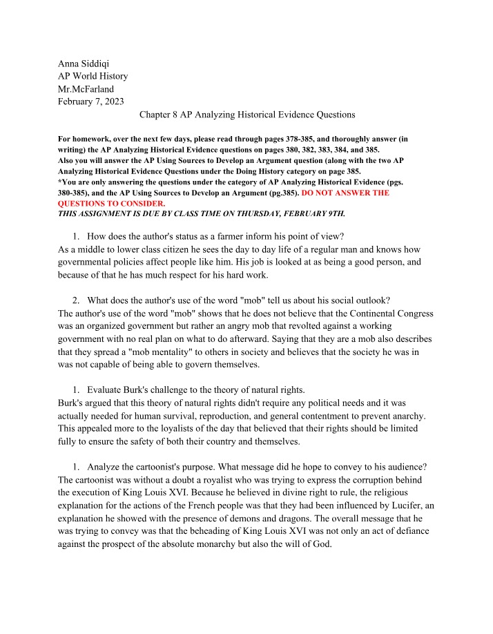 Questions on Historical Evidence