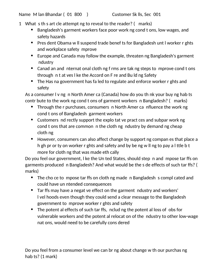 Assignment - Global Citizenship