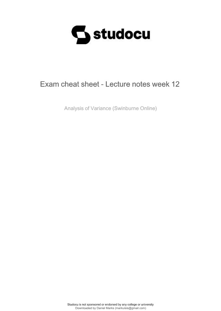 Week 12 Exam Cheat Sheet