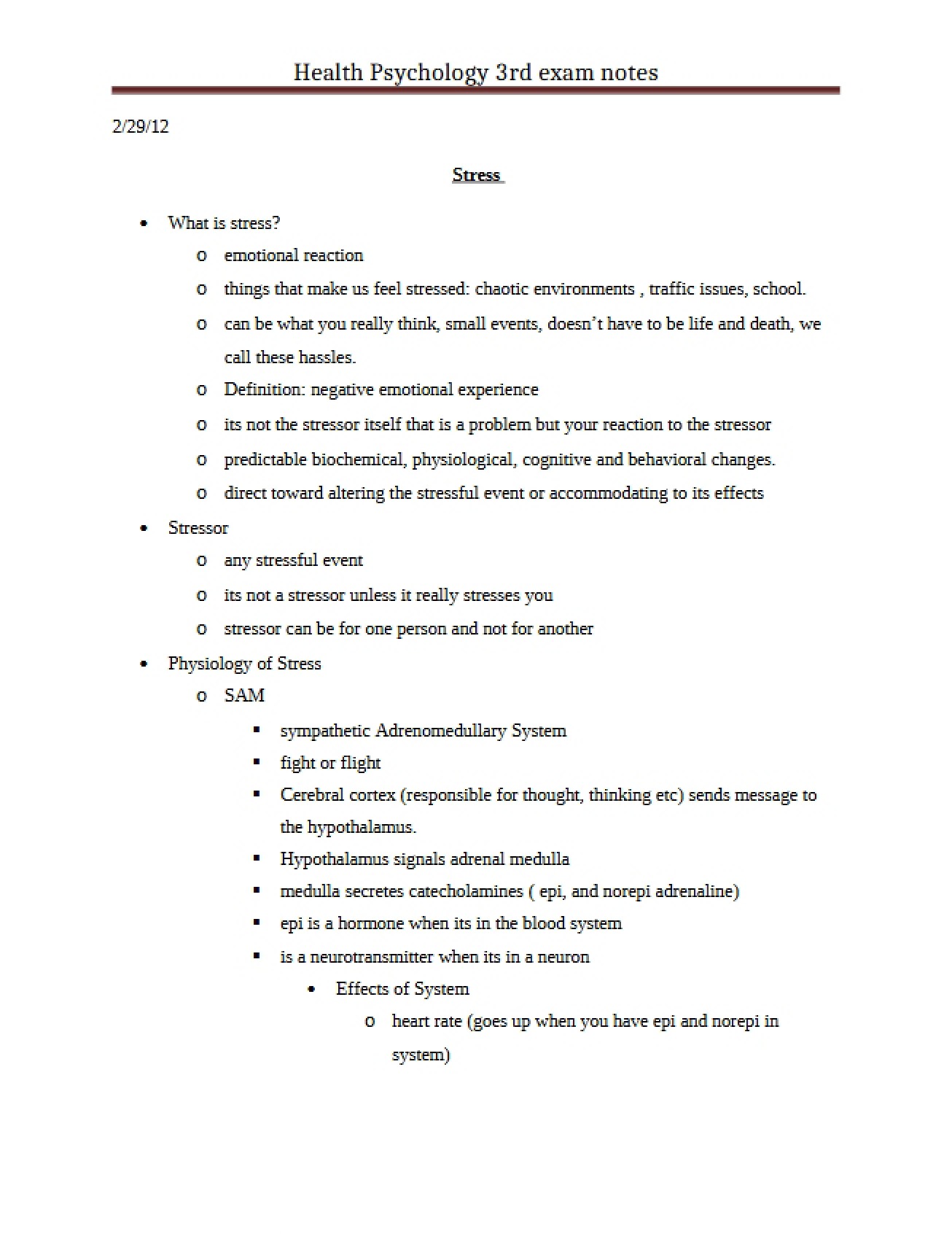 Psychology of Stress and Coping
