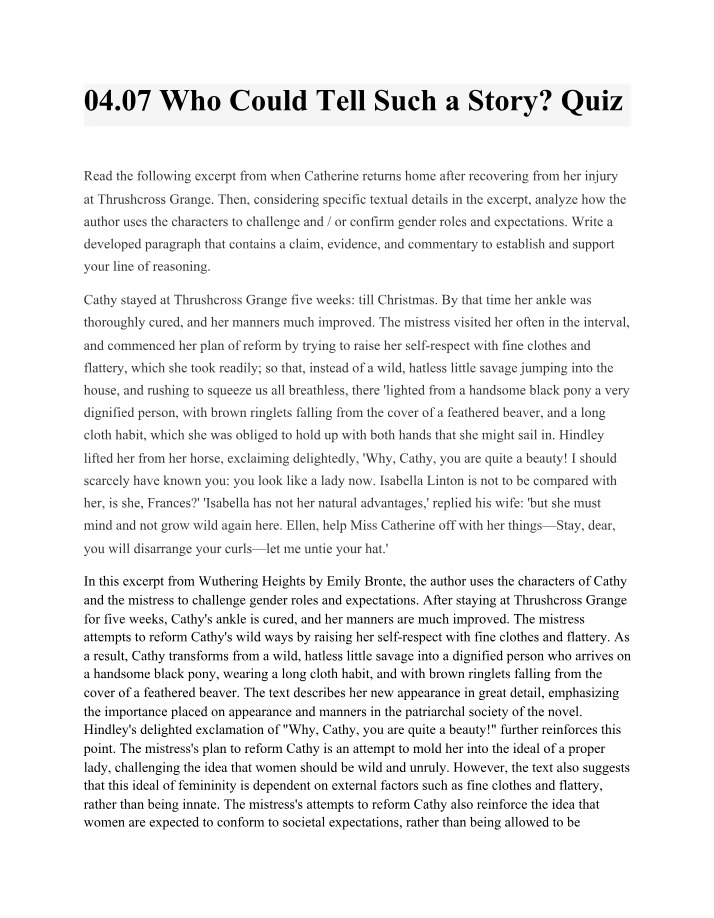 04.07 Quiz - Who Could Tell Such a Story
