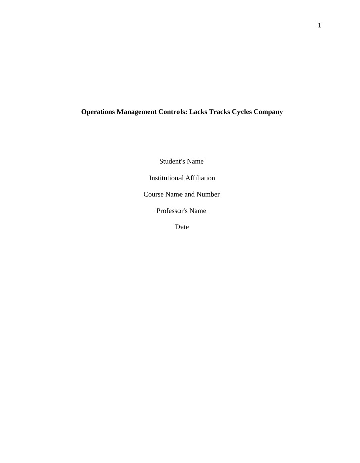 Controls in Operations Management