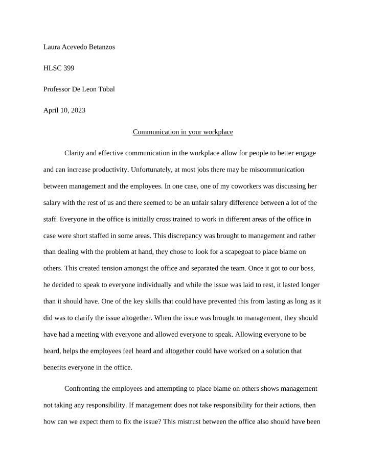 Communication and Conflict Resolution in the Workplace