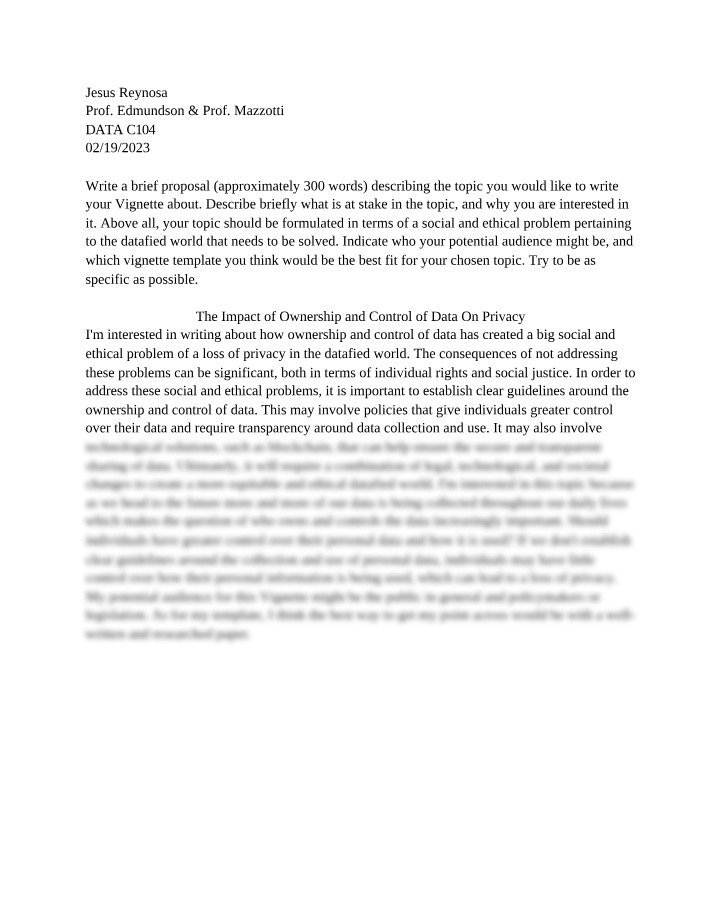 Impact of Data Ownership and Control on Privacy