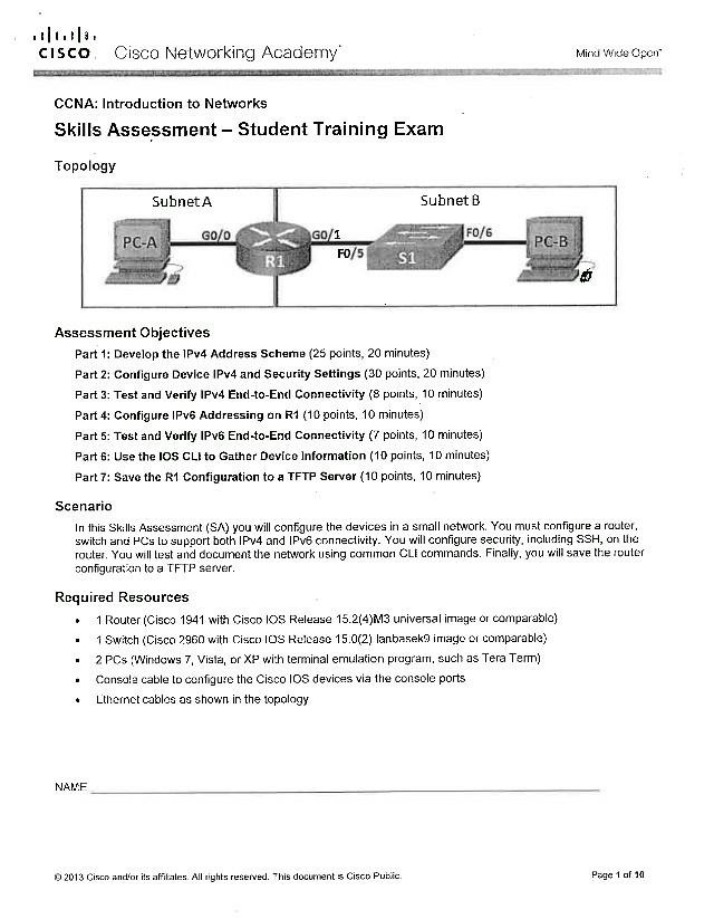 Student Training Exam - Skills Assessment