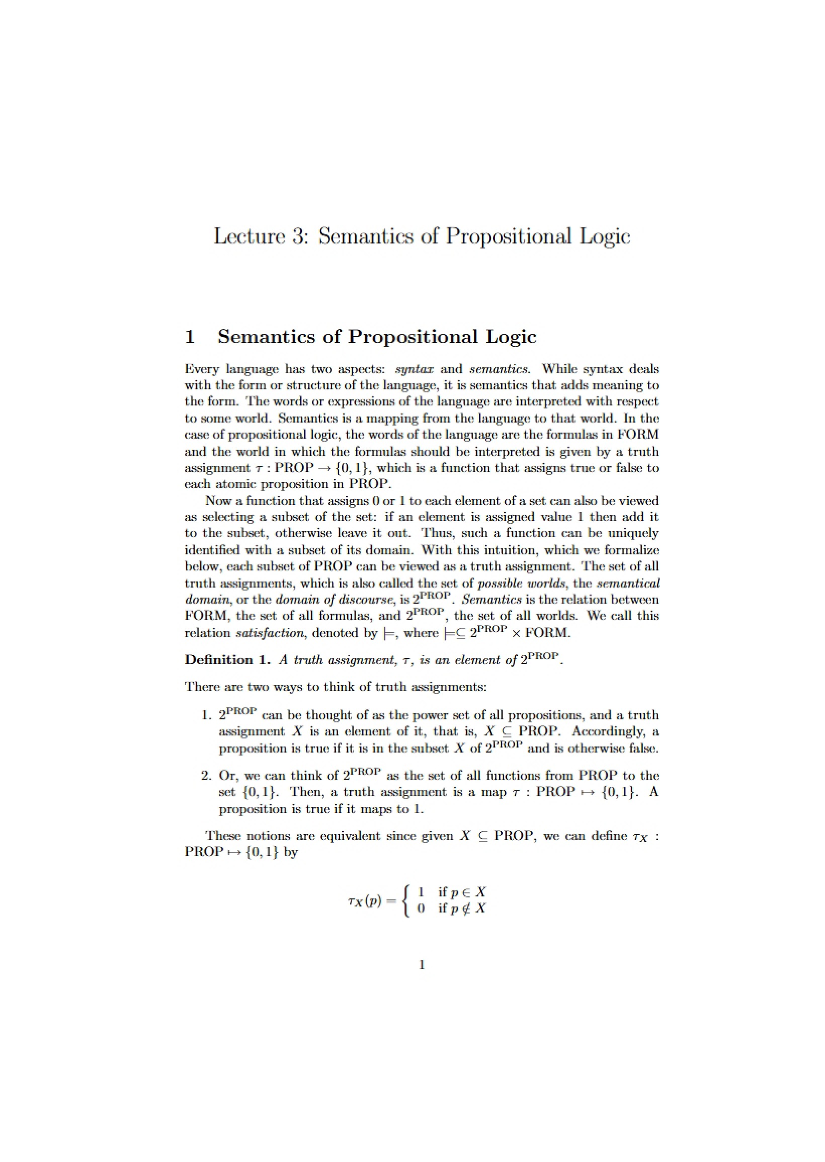 Propositional Logic Semantics
