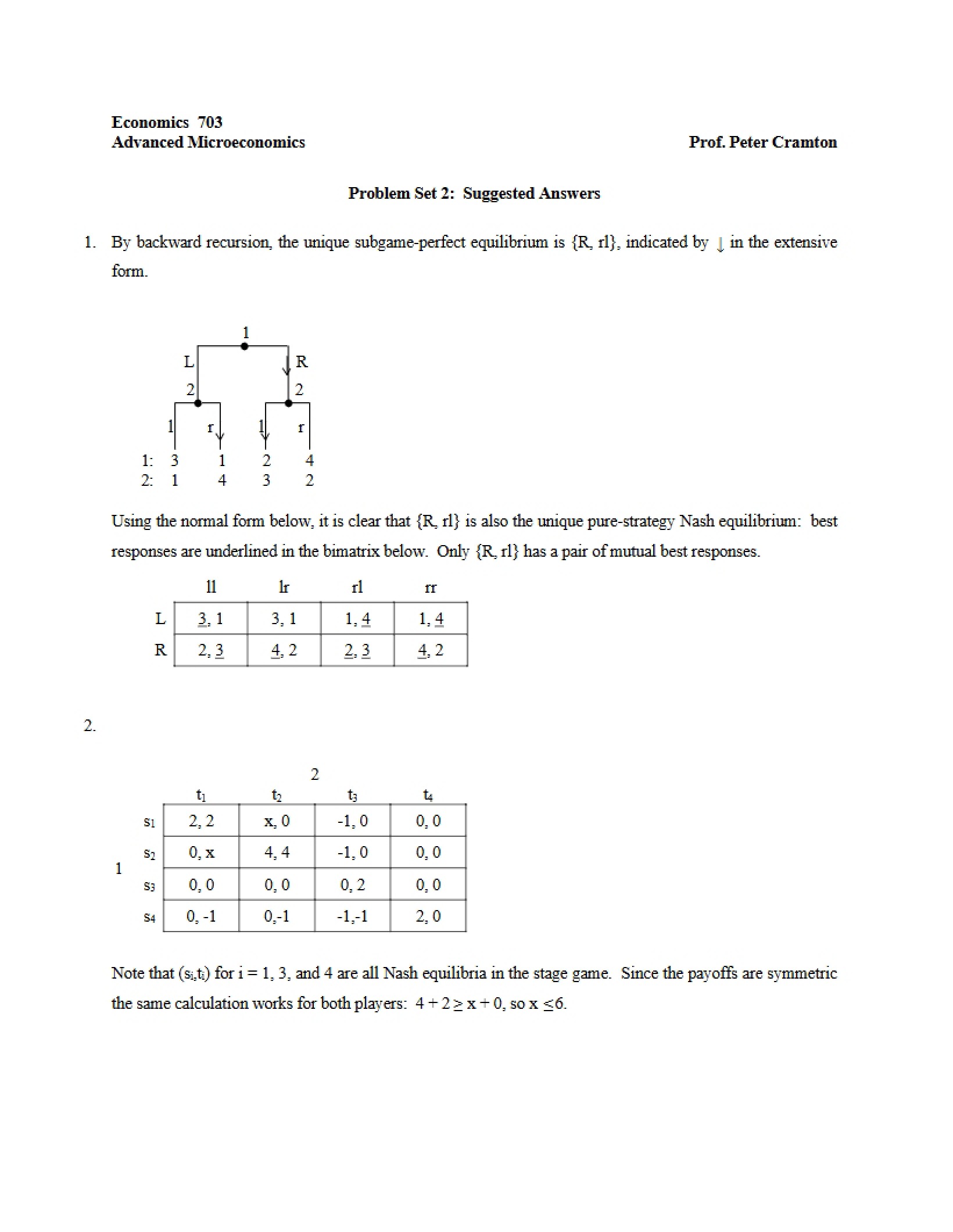 Answers Suggested for Problem Set 2