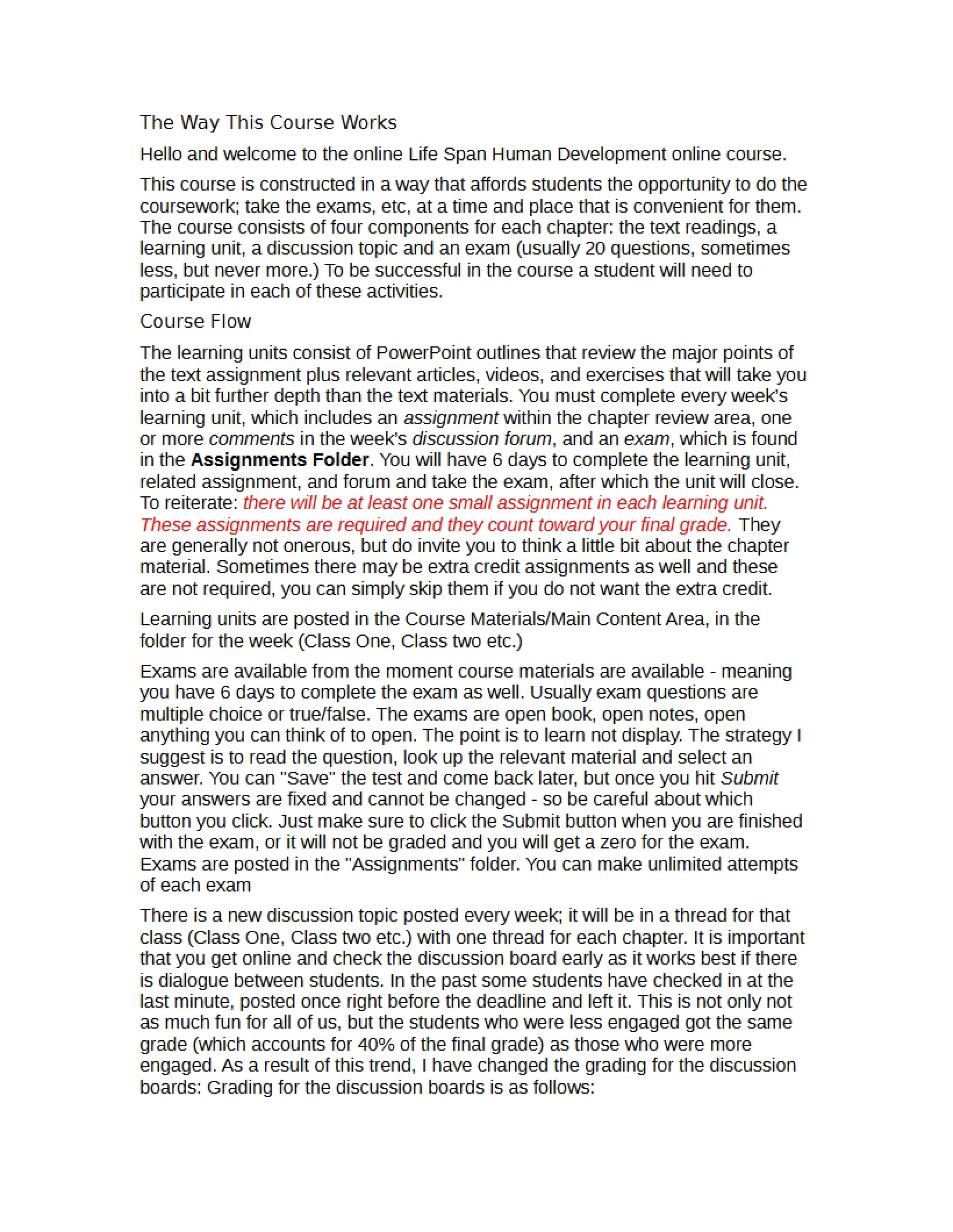Life Span Human Development Syllabus