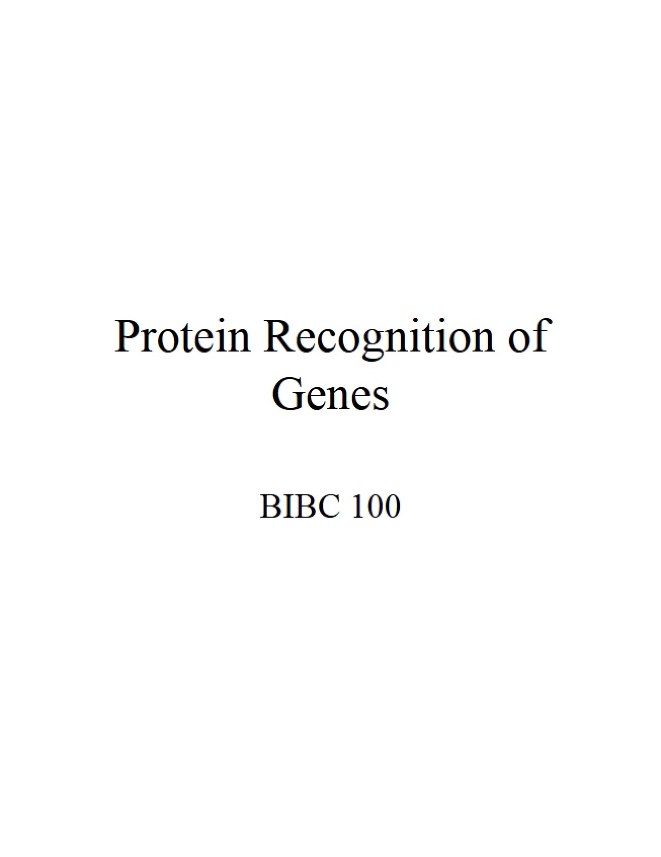 How Proteins Recognize Genes