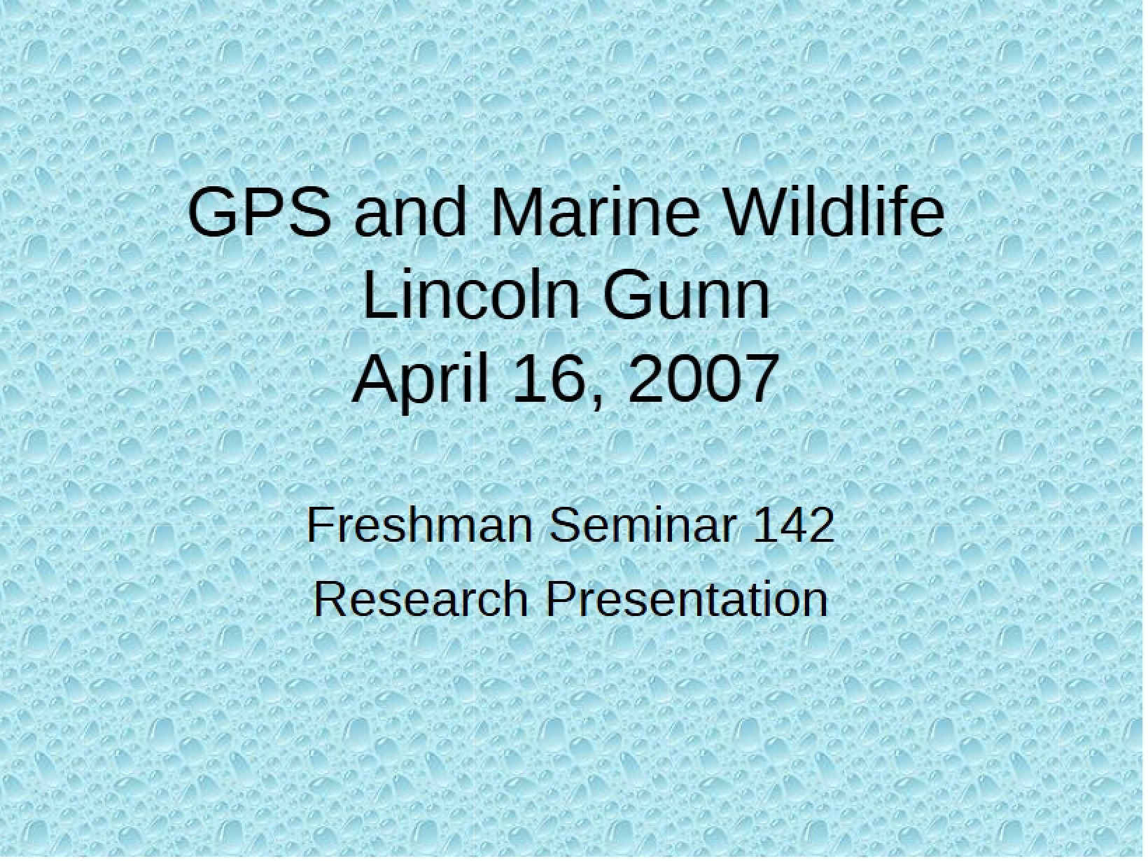 Marine Wildlife and GPS