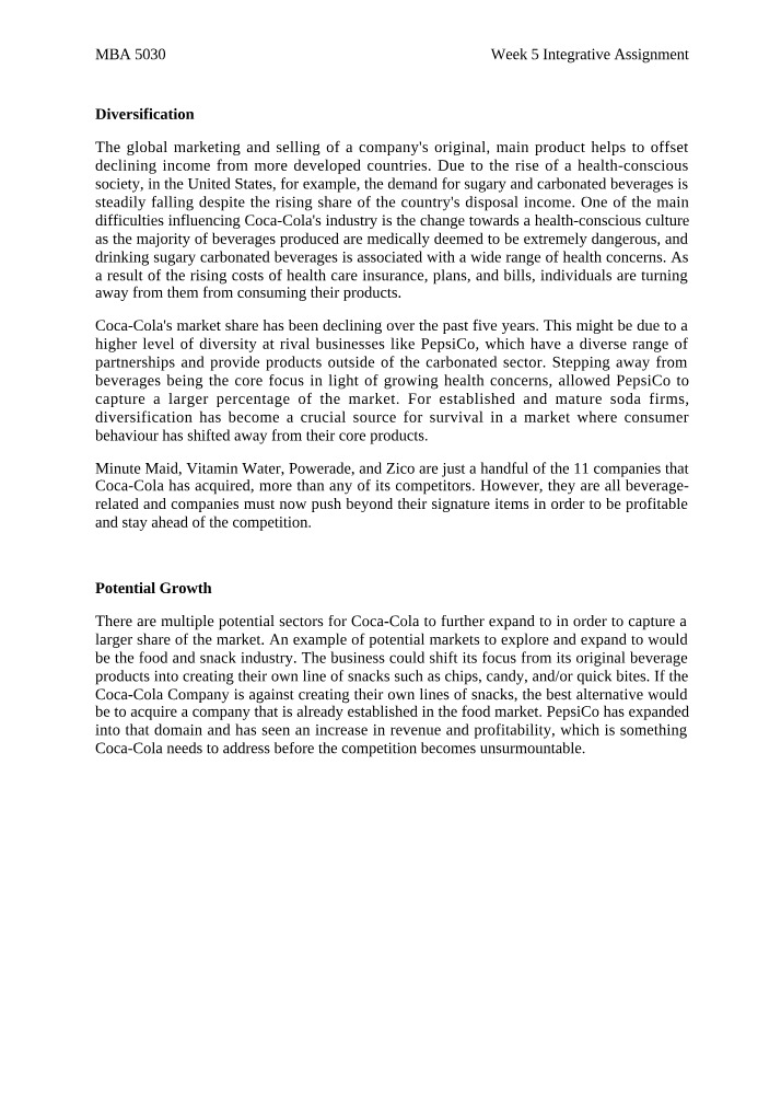 Diversification and Growth Potential - Coca-Cola