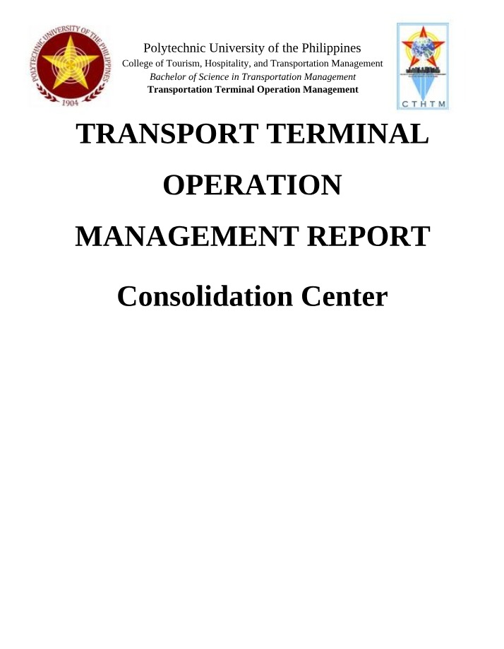 Written Report on Consolidation Center