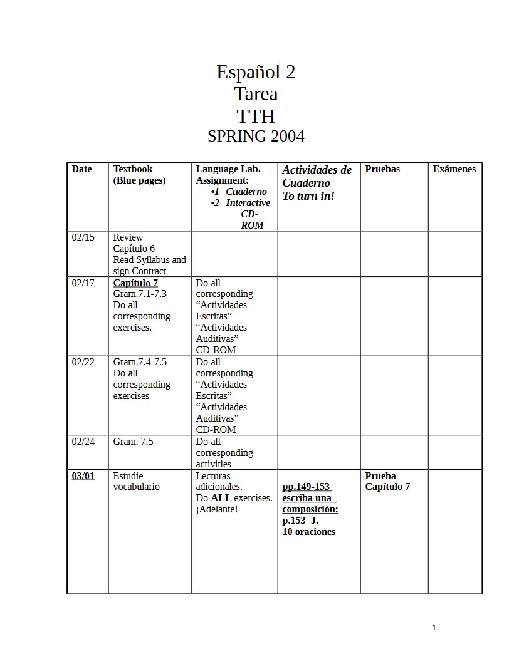 References for Spanish Two Study - 4 Pages