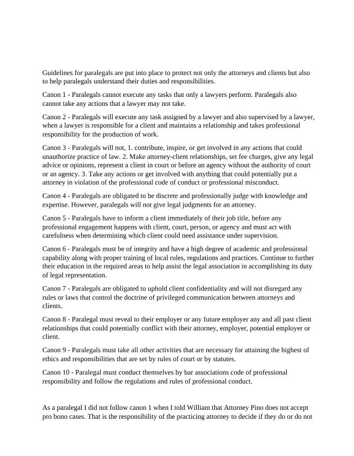 Paralegal Responsibilities and Guidelines