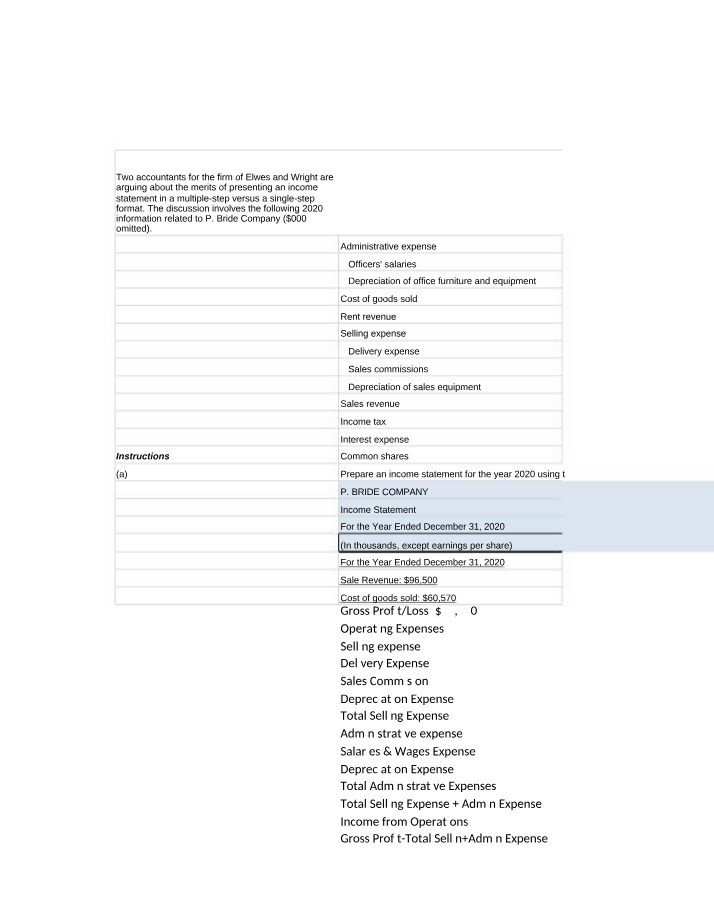 Income Statement Problems - Multiple-Step vs. Single-Step
