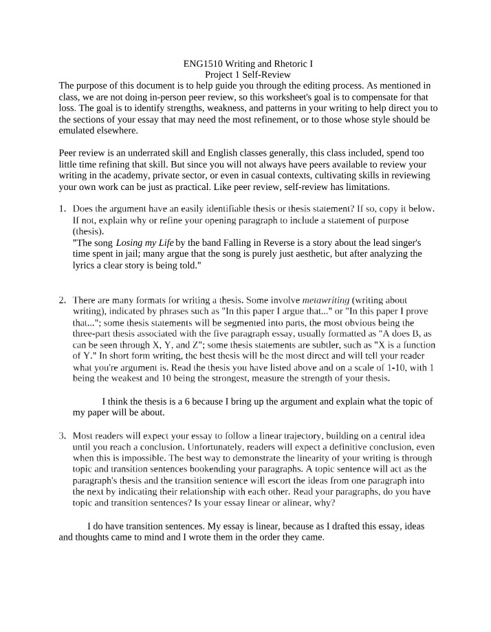 Self-Review for Project 1