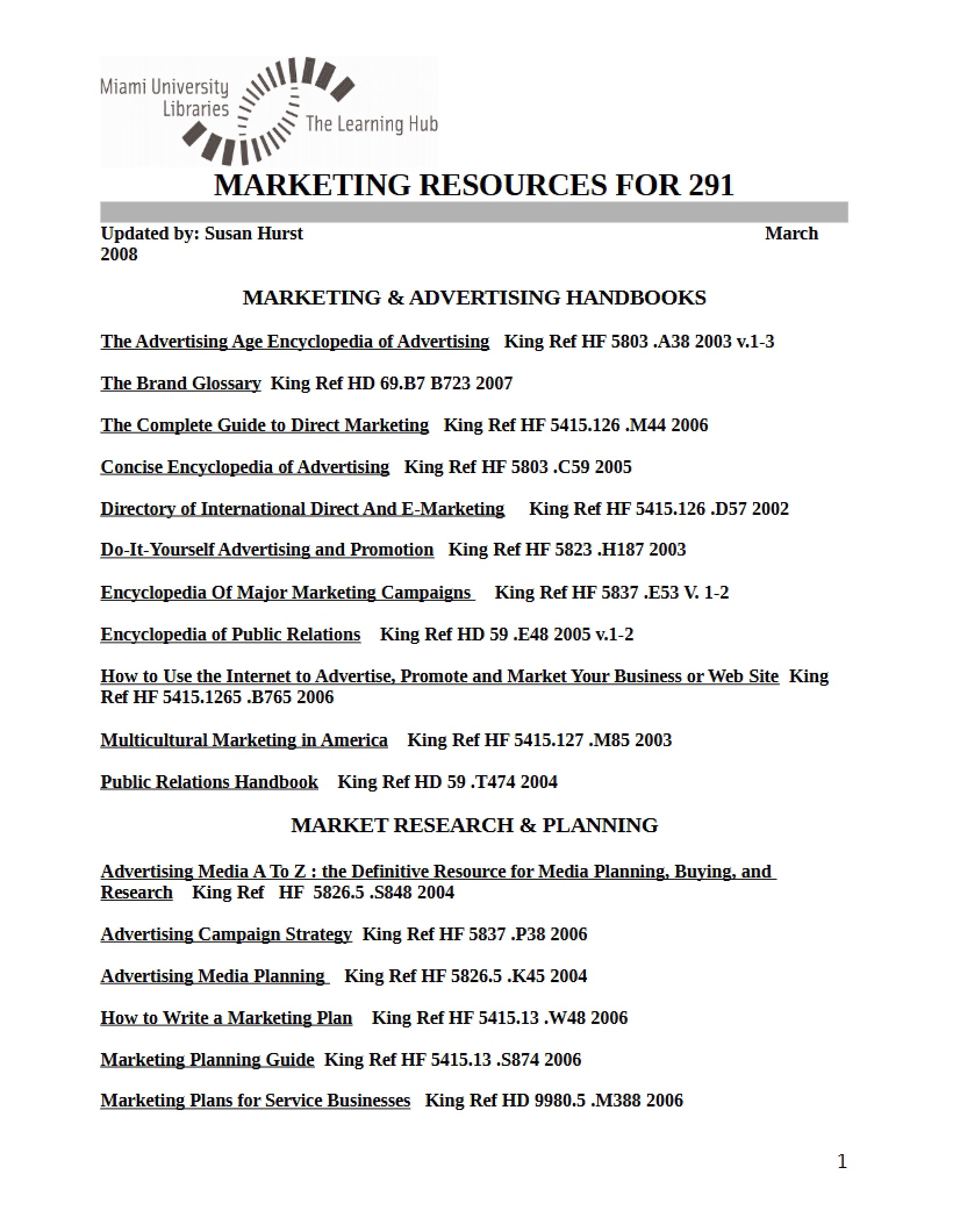 Resources for Marketing