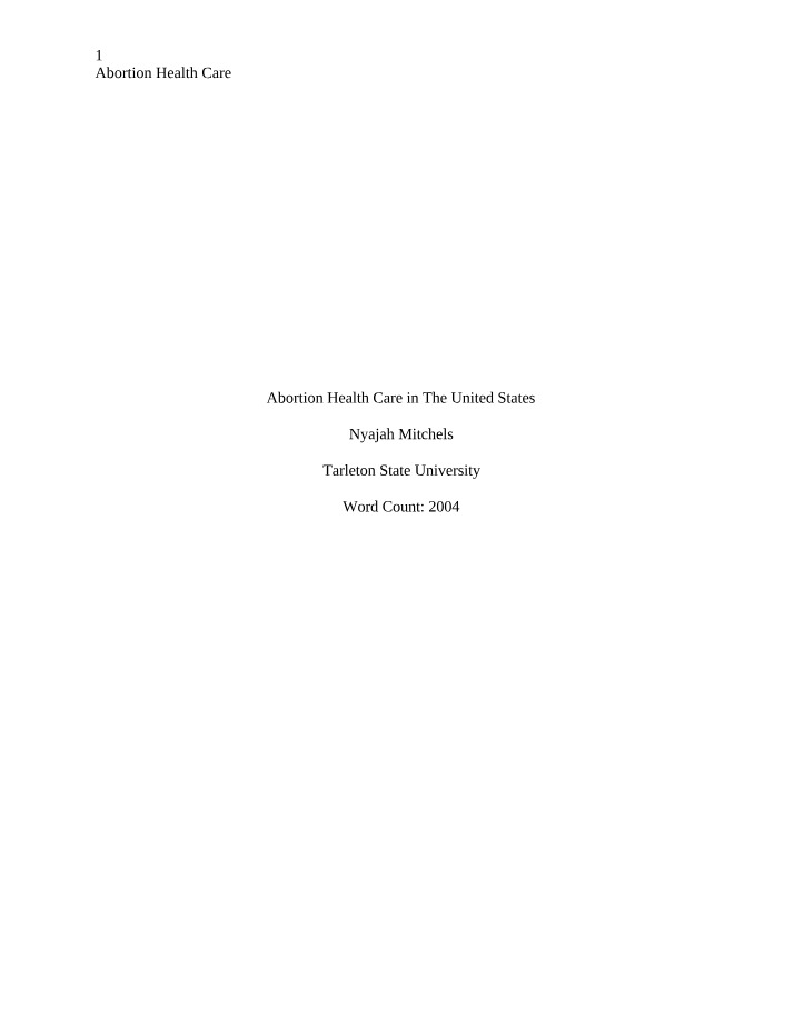 Women's Health and Public Health Care - The Impact of Abortion