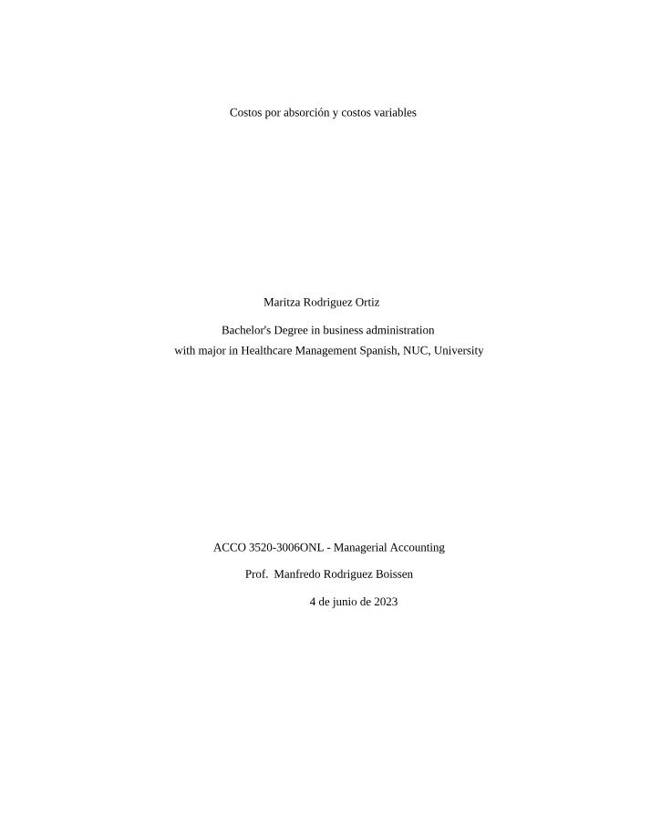 Absorption and Variable Costing - A Comparative Study
