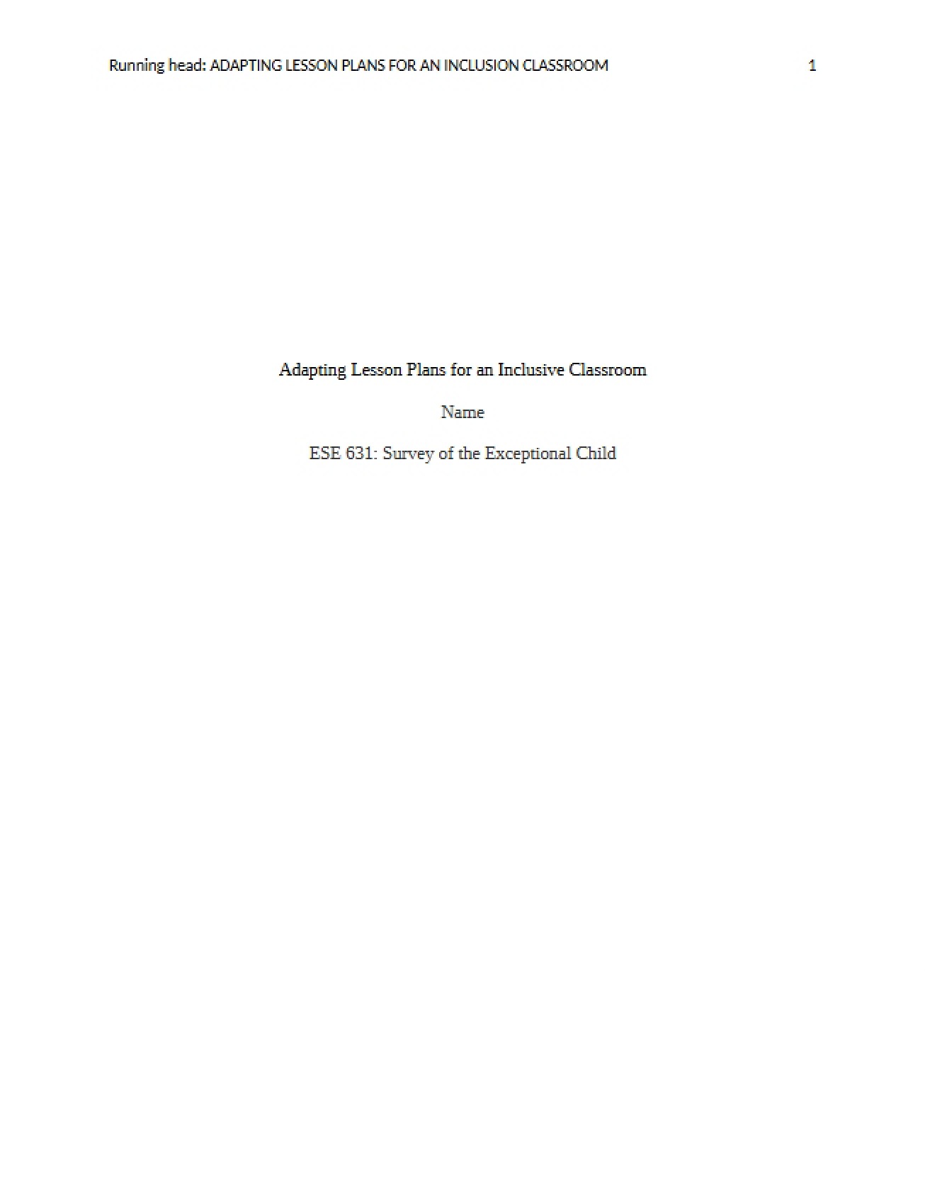 Lesson Plan Adaptation for Inclusion