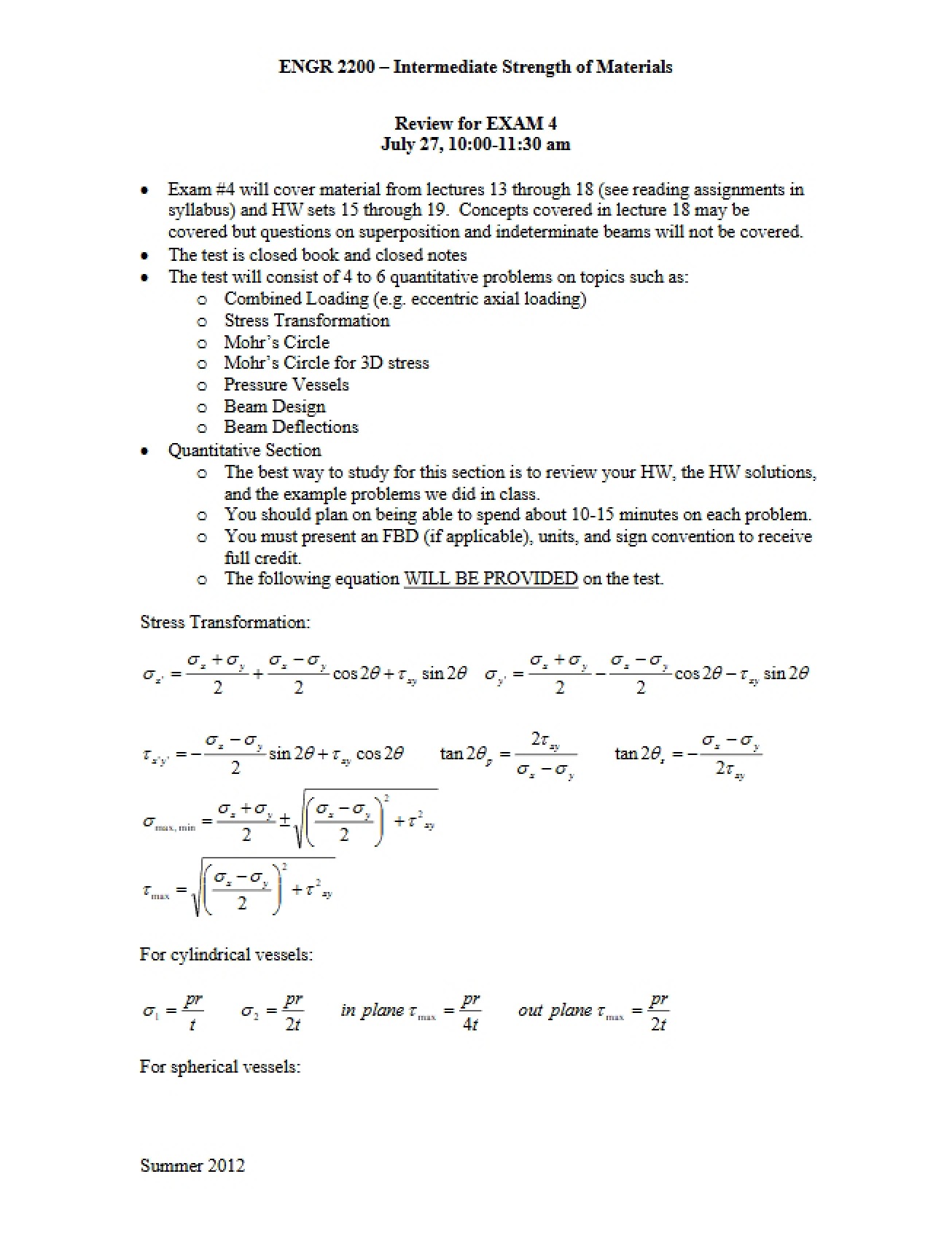 Fourth Exam Review Guide