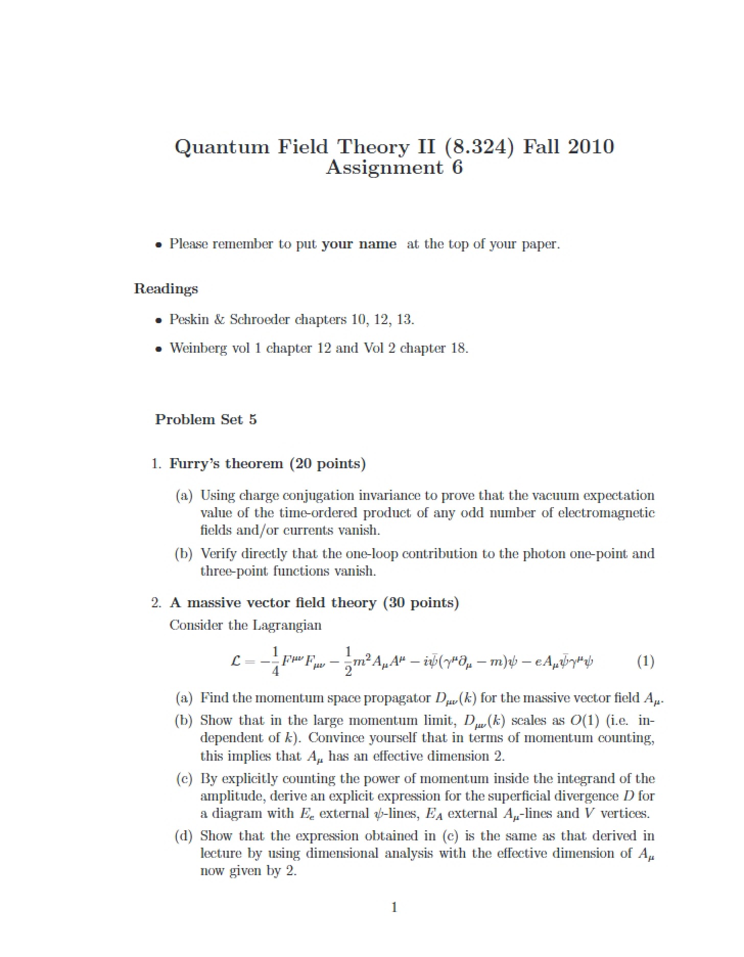 Sixth Assignment