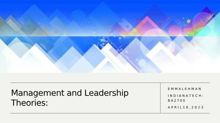 Theories of Management and Leadership