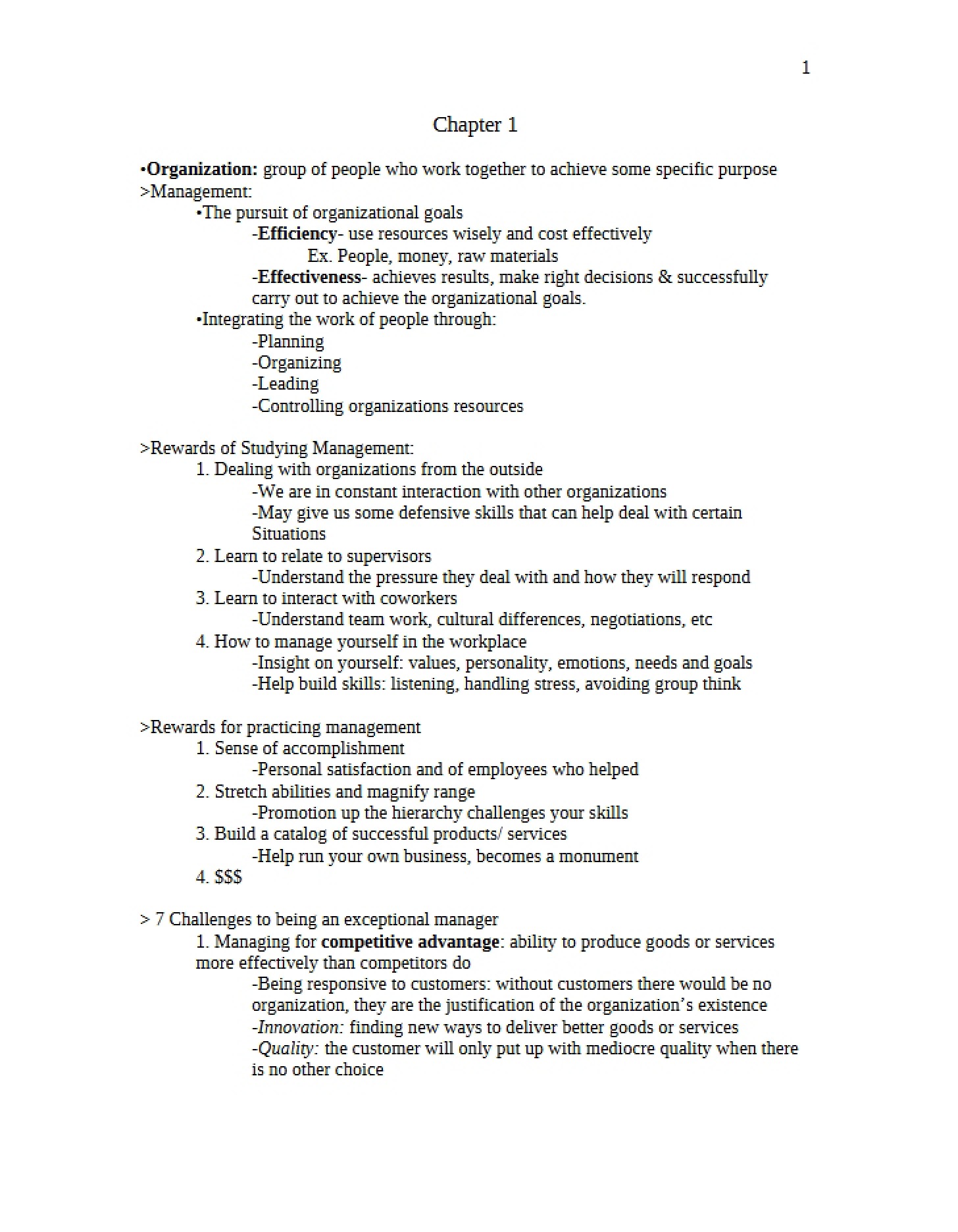 Organization First Chapter