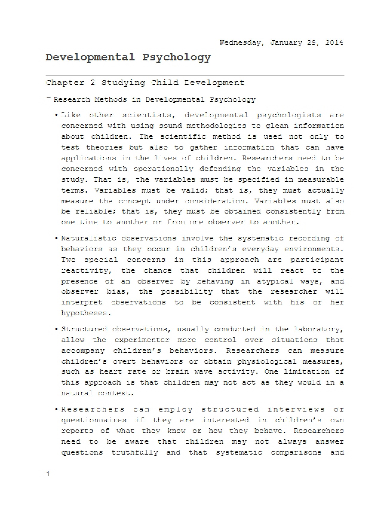 Second Chapter of Developmental Psych
