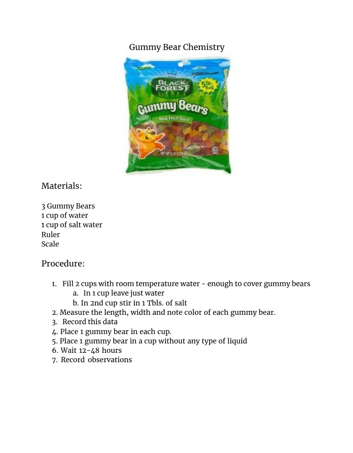 Lab Report on Gummy Bear Osmosis