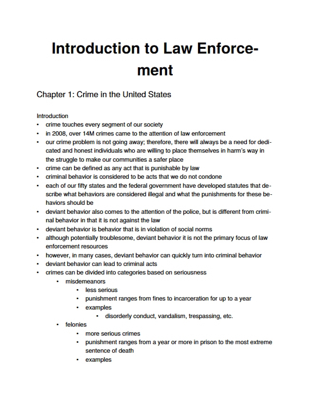Basic Introduction to Law Enforcement