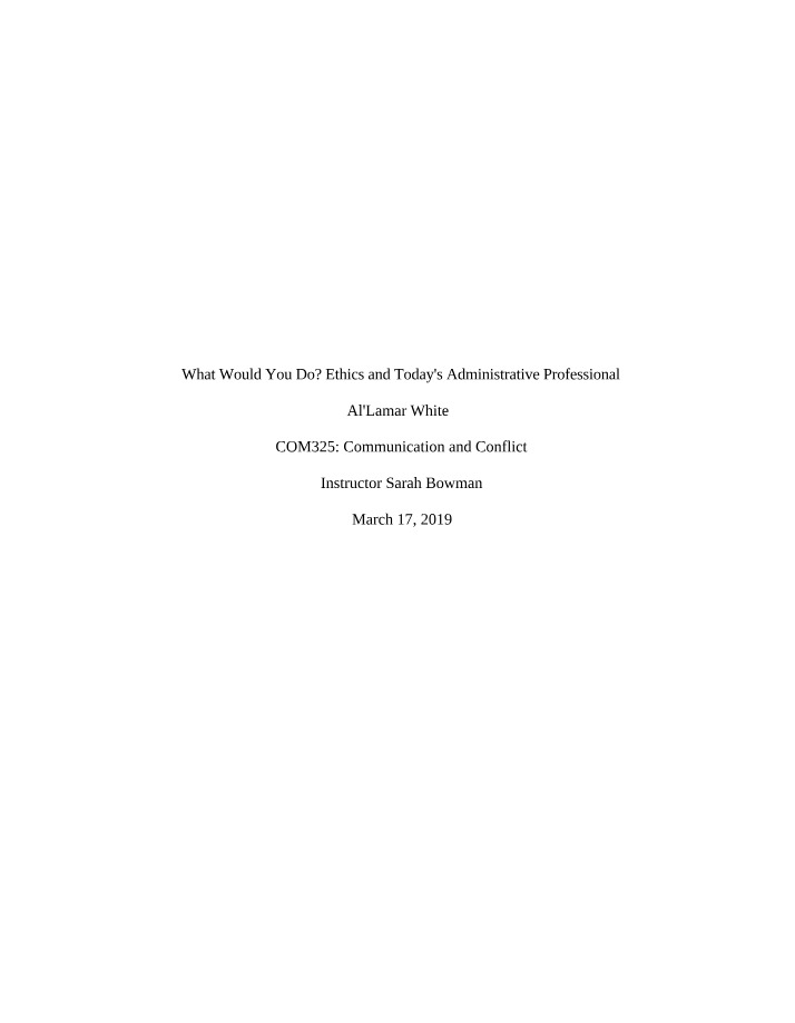 Workplace Ethics and Responsibilities