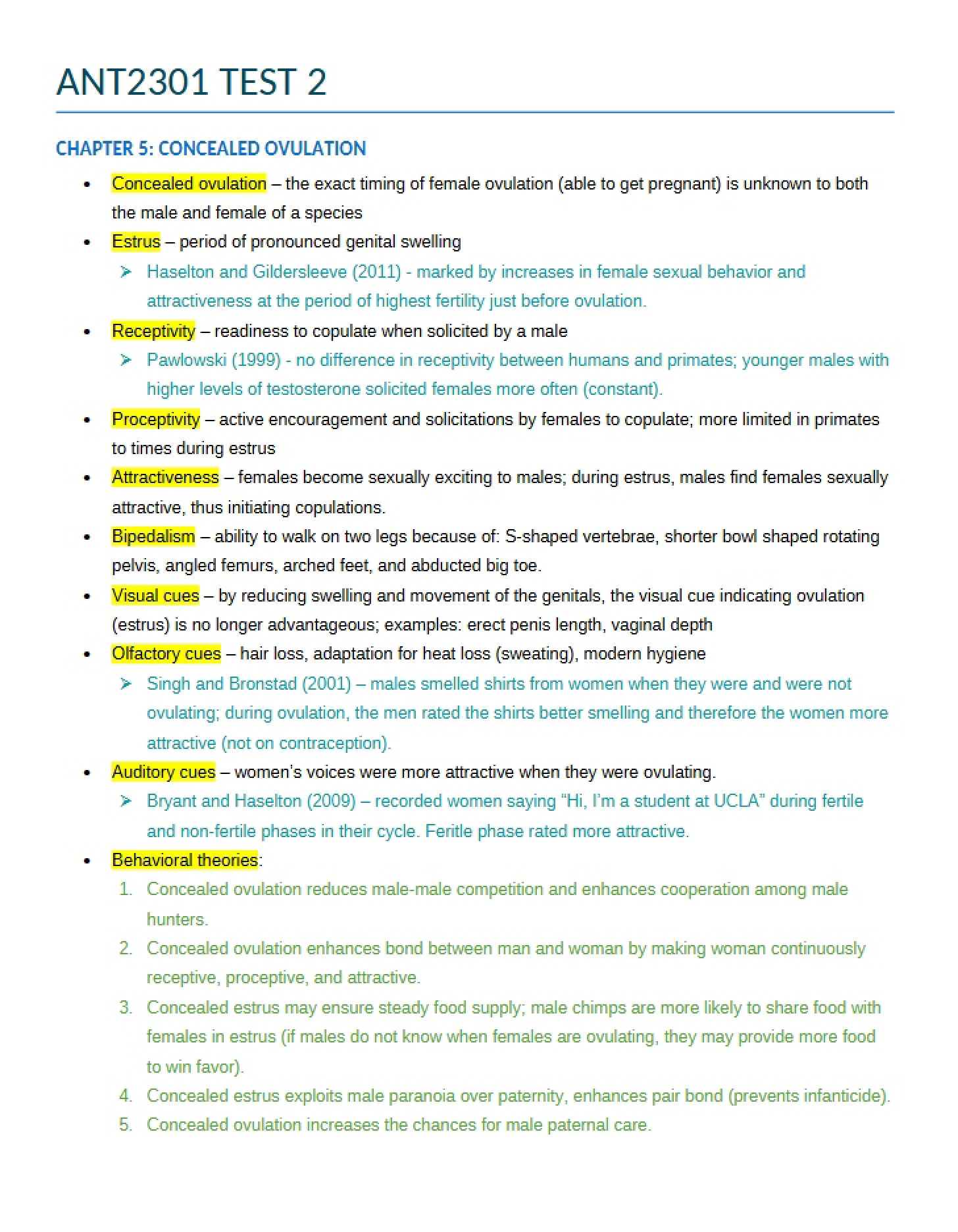 Reproductive Strategies and Concealed Ovulation
