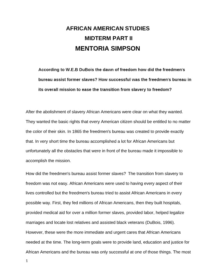 The Freedmen's Bureau - Assisting Transition for Former Slaves