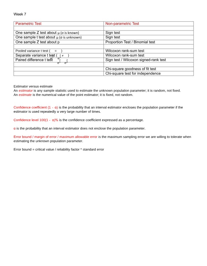 Parametric and Non-parametric Tests - Sign, Z, and t Tests