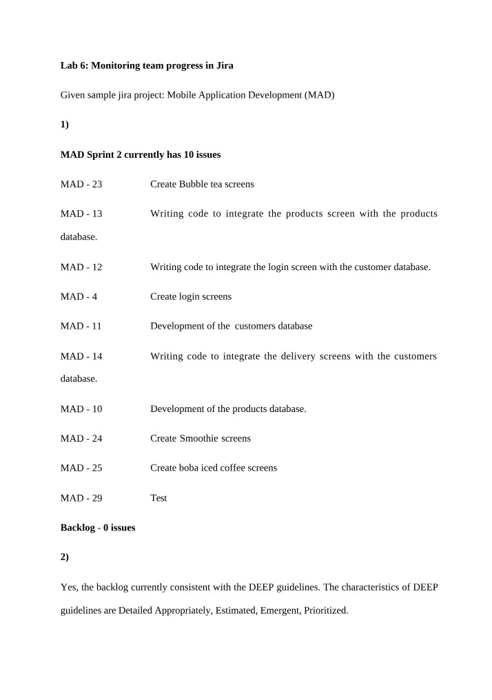 Monitoring Team Progress in Jira - Lab 6