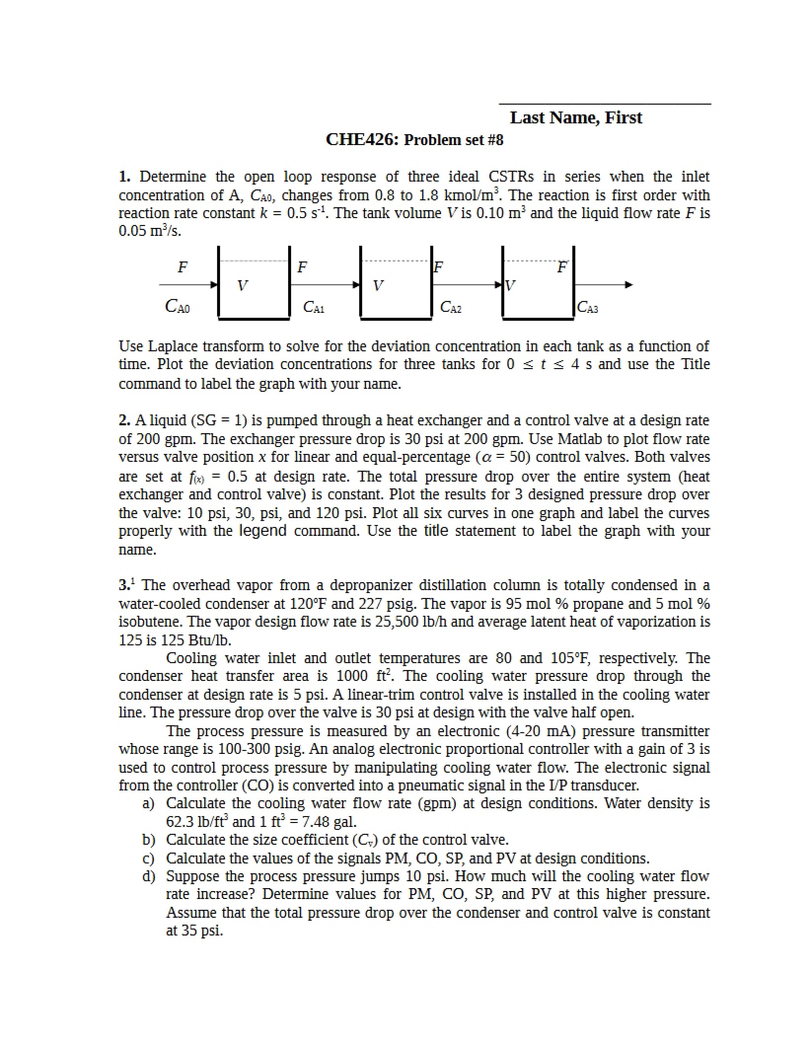 Process Controls Problem Set 8