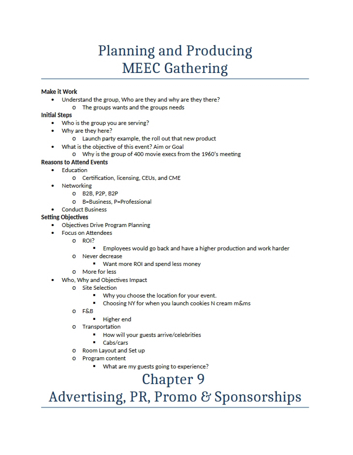 Coordinating and Executing Industry Gatherings