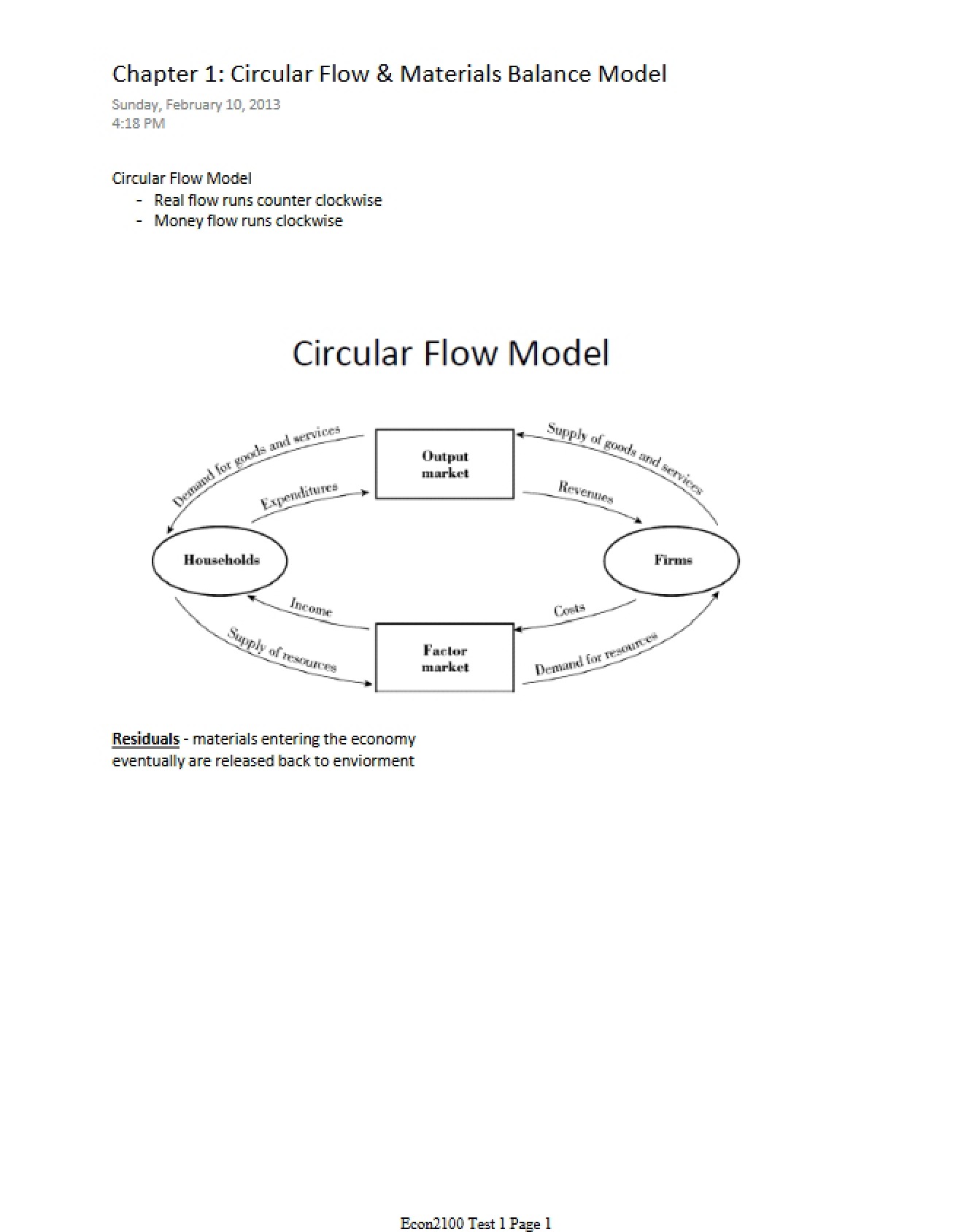 Chapter 1 Materials Balance Model and Circular Flow