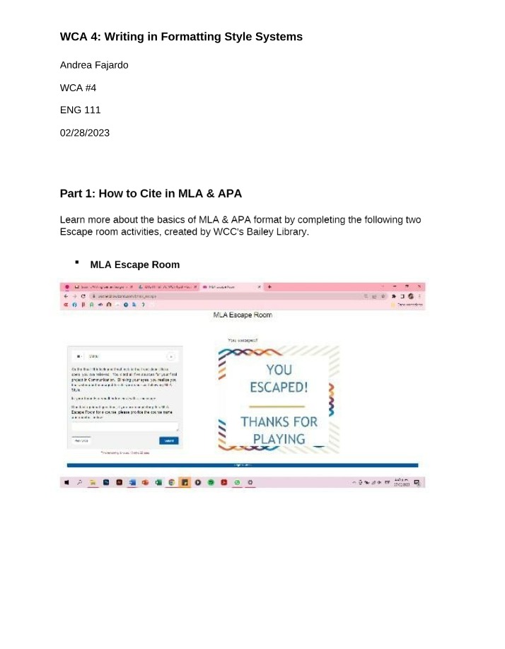 Escape Room Activities - Citing in MLA and APA