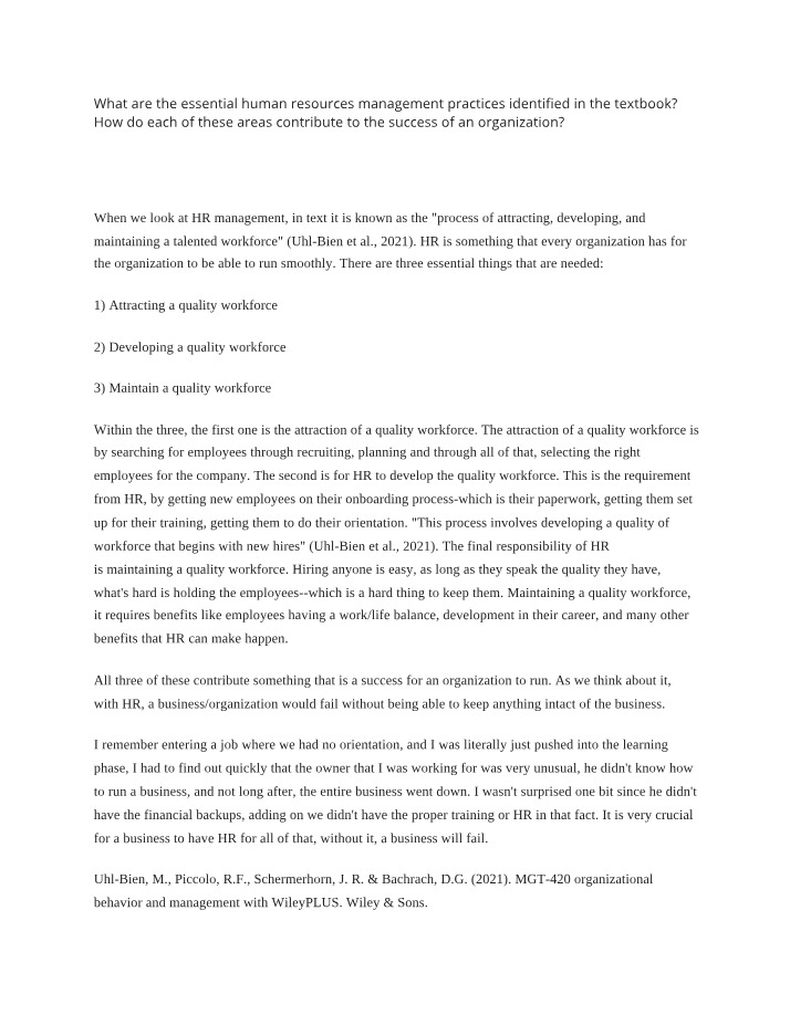 Discussion Question 7-1 for MGT 420
